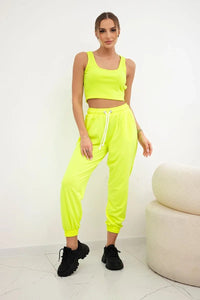 Set of top+pants 9334 / – Yellow neon цвет / color | Lexline Fashion