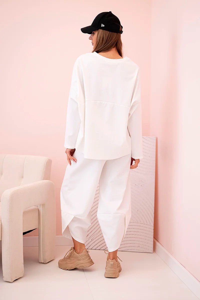 Set sweatshirt and pants 6171W / – Ecru цвет / color | Lexline Fashion