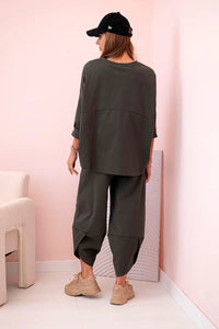 Set sweatshirt and pants 6171W / – Khaki цвет / color | Lexline Fashion