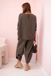 Set sweatshirt and pants 6171W / – Khaki || Dark цвет / color | Lexline Fashion