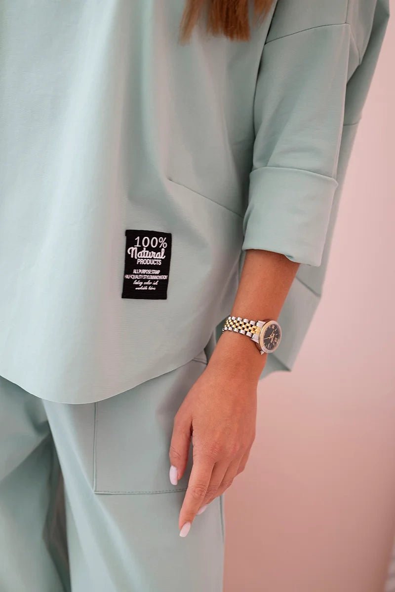Set sweatshirt and pants 6171W / – Mint || Dark цвет / color | Lexline Fashion