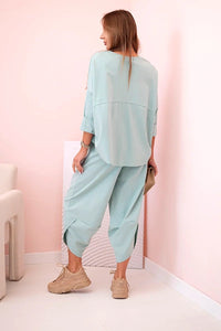Set sweatshirt and pants 6171W / – Mint || Dark цвет / color | Lexline Fashion
