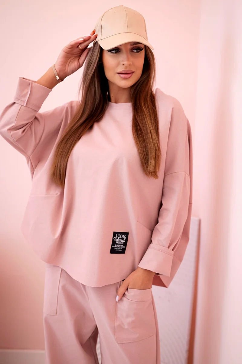 Set sweatshirt and pants 6171W / – Pink || Dark цвет / color | Lexline Fashion