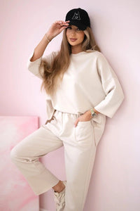 Set sweatshirt + pants 19181 / – Beige цвет / color | Lexline Fashion