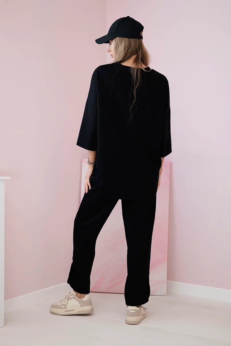 Set sweatshirt + pants 19181 / – Black цвет / color | Lexline Fashion