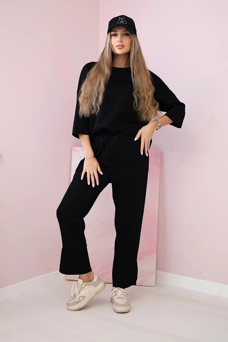 Set sweatshirt + pants 19181 / – Black цвет / color | Lexline Fashion