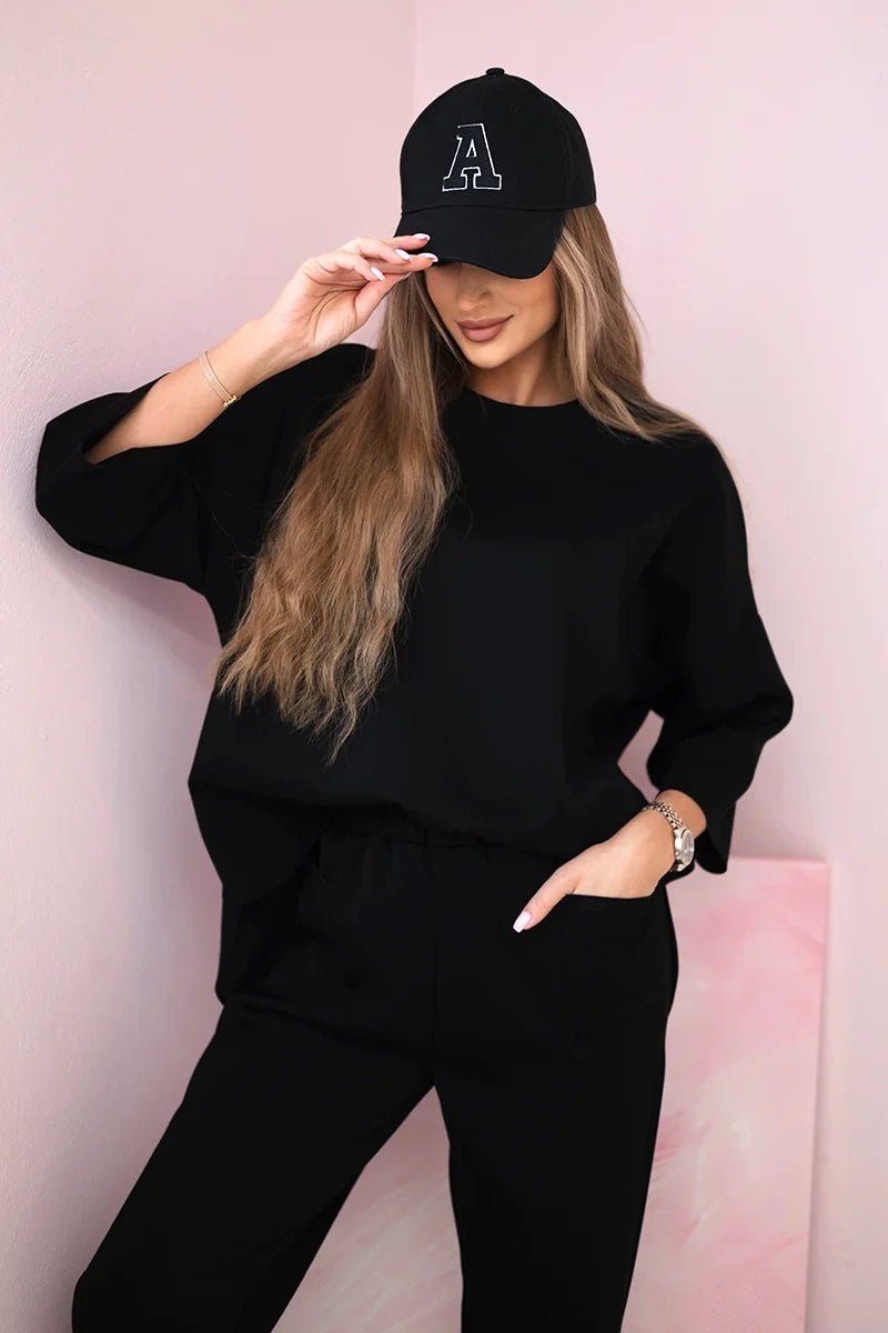 Set sweatshirt + pants 19181 / – Black цвет / color | Lexline Fashion