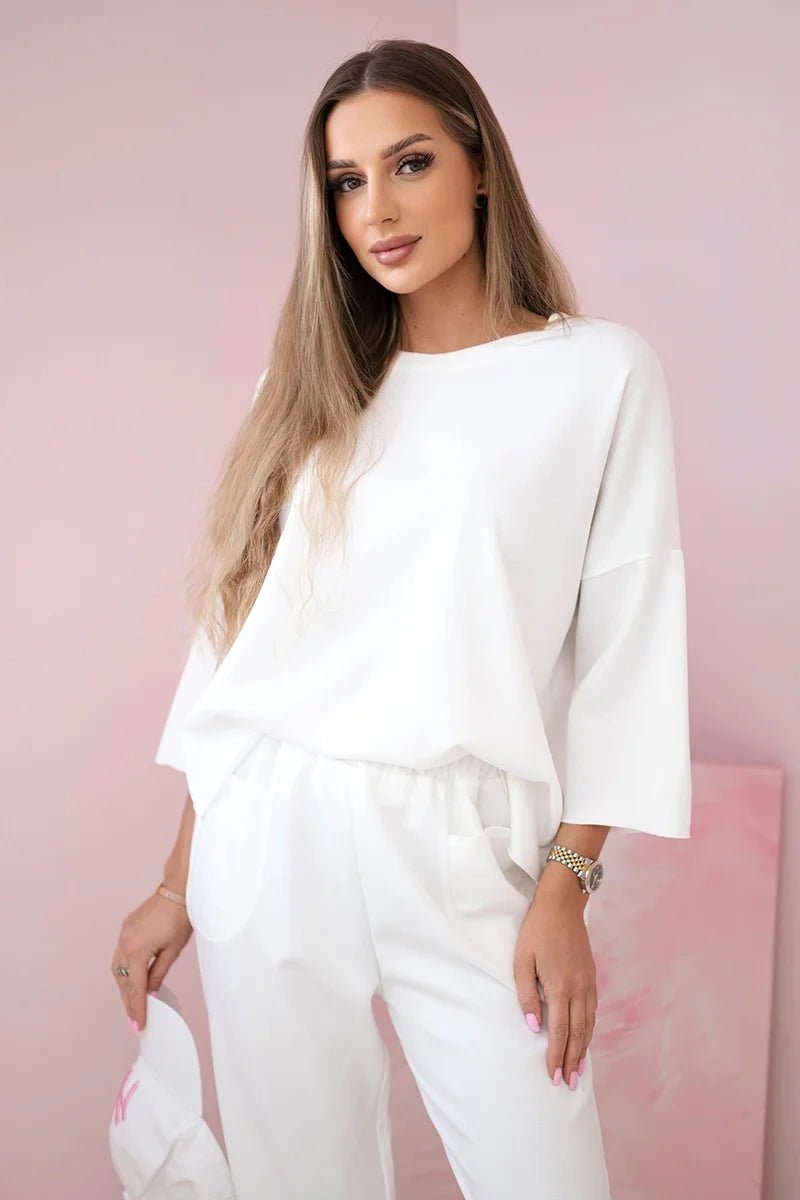 Set sweatshirt + pants 19181 / – Ecru цвет / color | Lexline Fashion