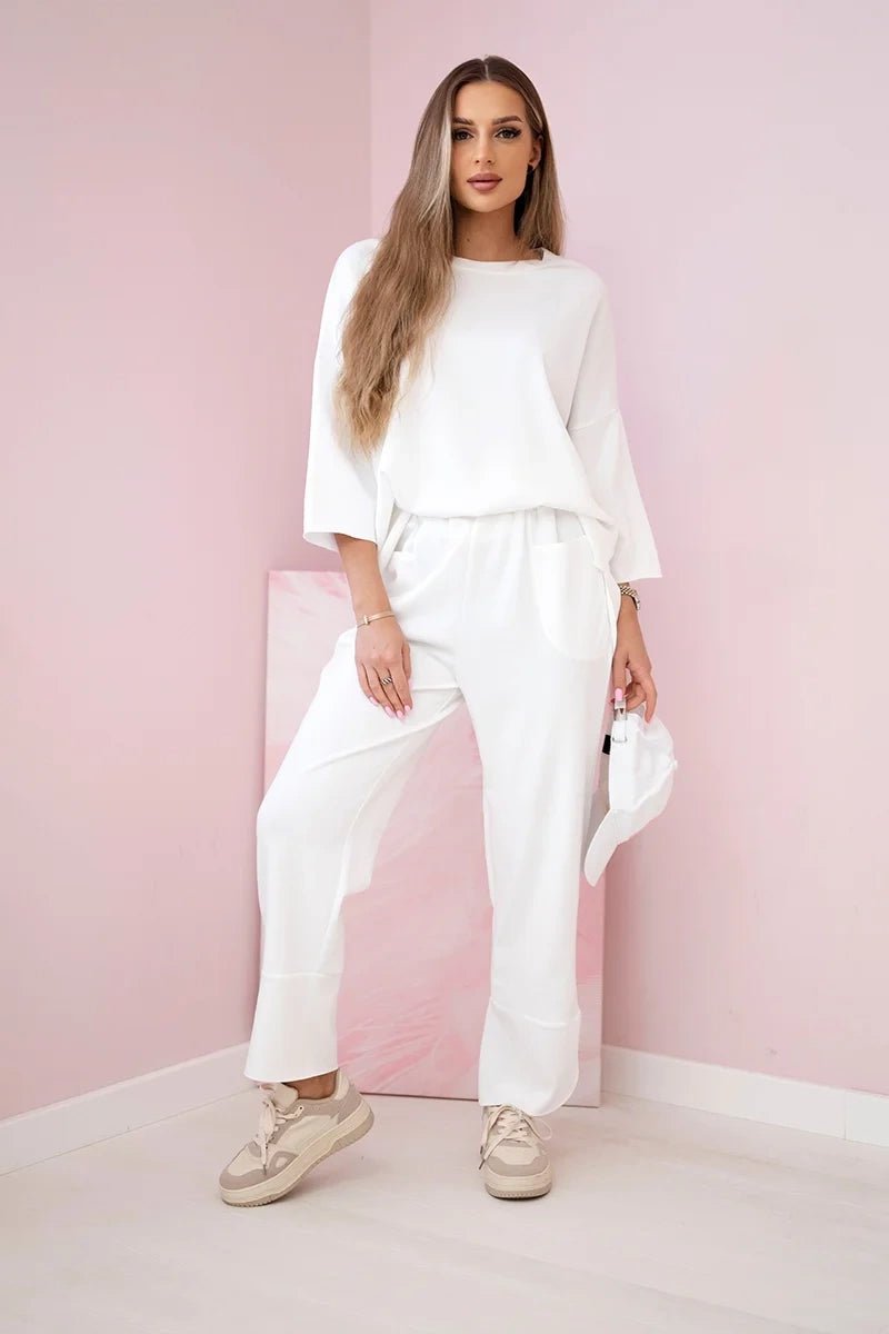 Set sweatshirt + pants 19181 / – Ecru цвет / color | Lexline Fashion
