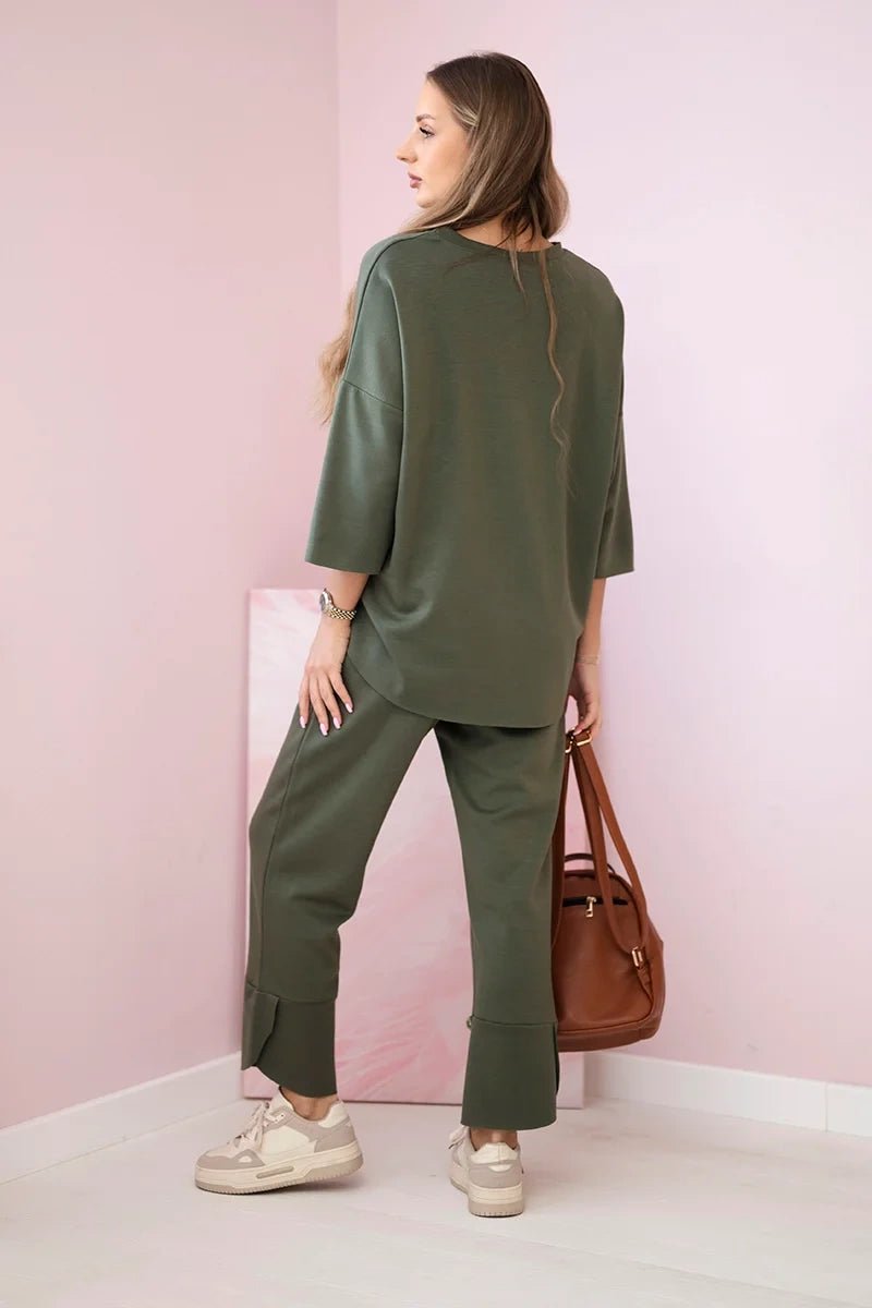 Set sweatshirt + pants 19181 / – Khaki цвет / color | Lexline Fashion