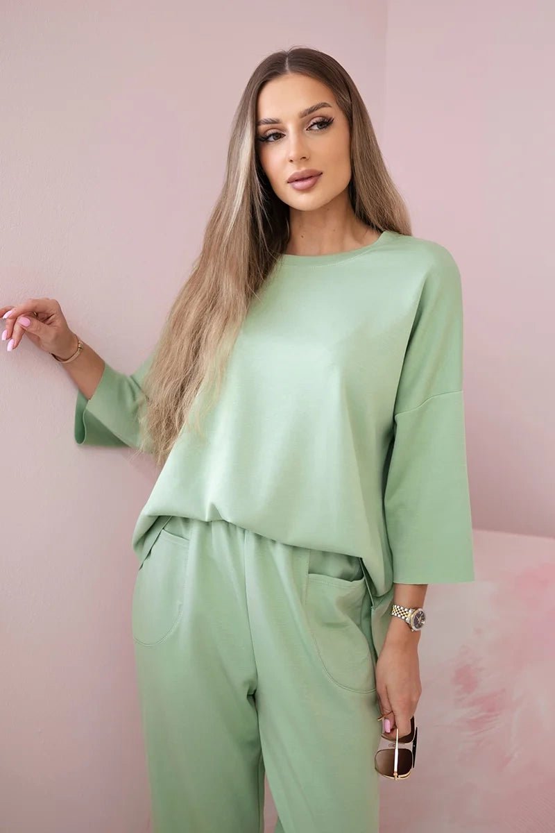Set sweatshirt + pants 19181 / – Pistachio цвет / color | Lexline Fashion