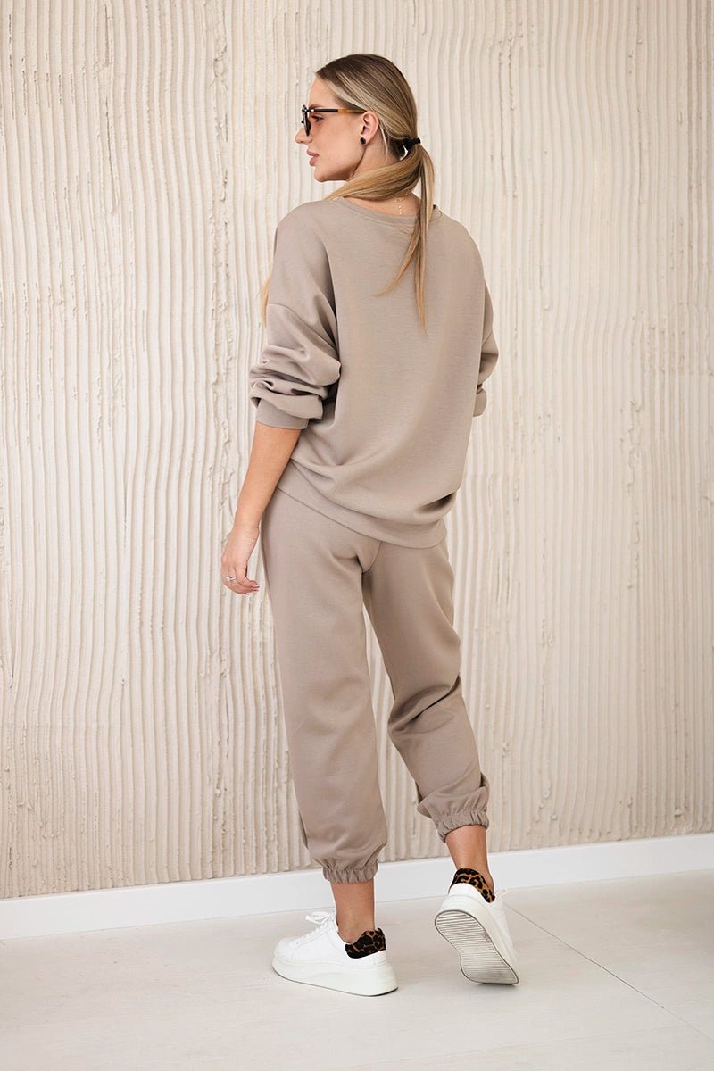 Set sweatshirt + pants 7065P / – Dark || beige цвет / color | Lexline Fashion