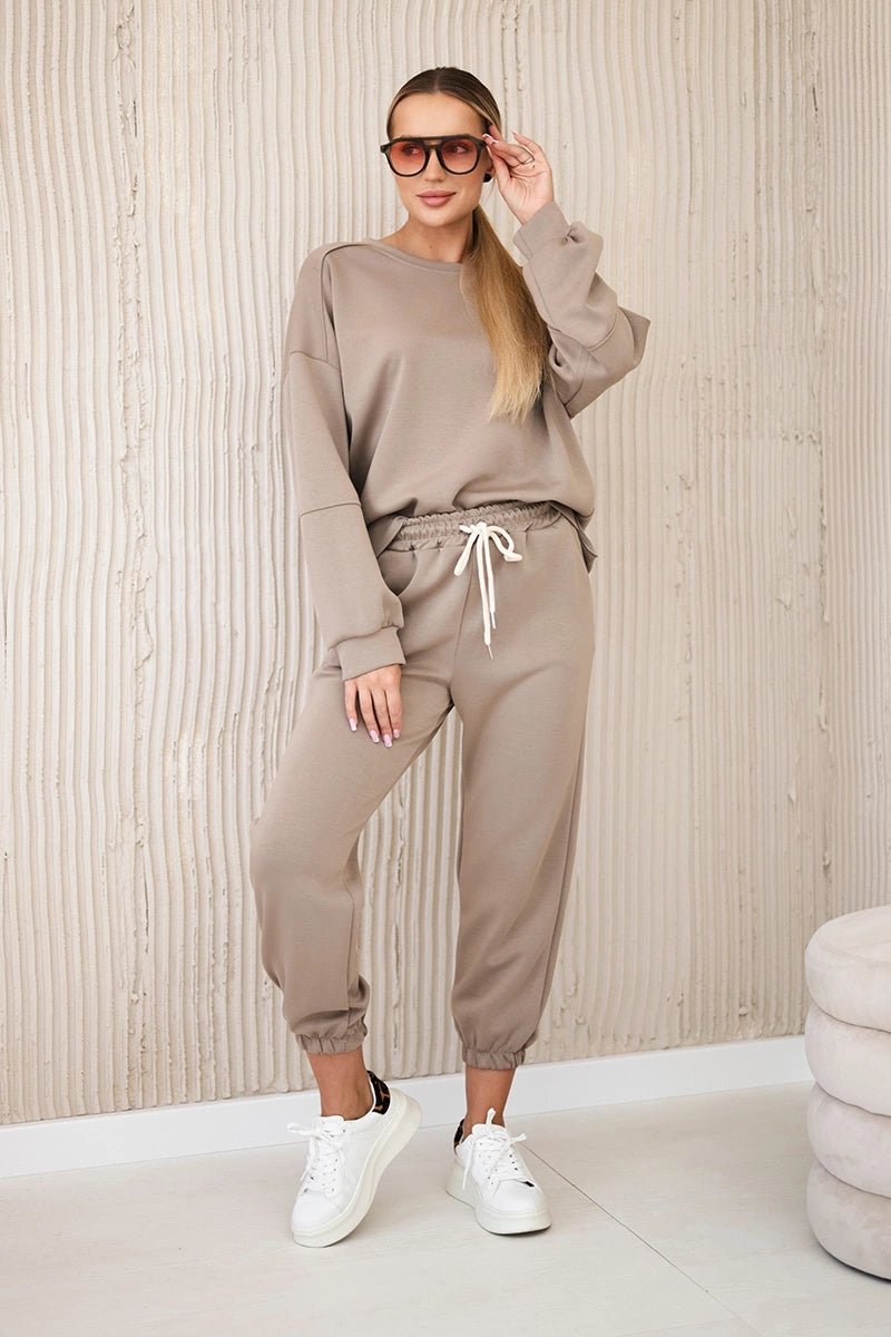 Set sweatshirt + pants 7065P / – Dark || beige цвет / color | Lexline Fashion