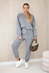Set sweatshirt + pants 7065P / – Gray || Melange цвет / color | Lexline Fashion