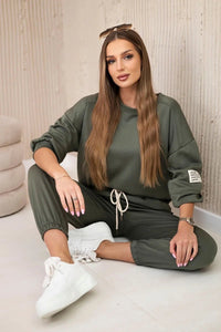Set sweatshirt + pants 7065P / – Khaki цвет / color | Lexline Fashion