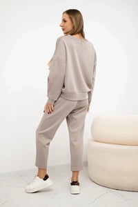Set sweatshirt + pants 7238 / – Dark || beige цвет / color | Lexline Fashion