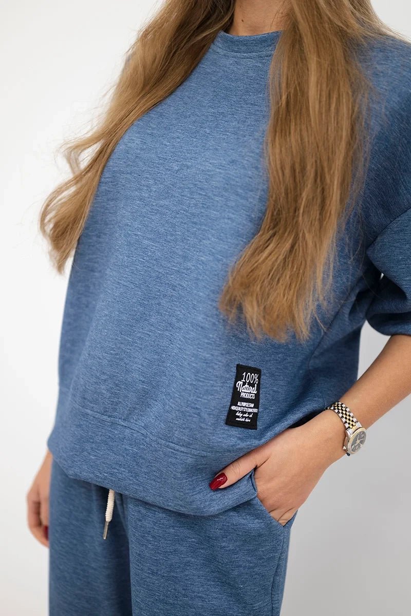 Set sweatshirt + pants 7238 / – Jeans || Melange цвет / color | Lexline Fashion
