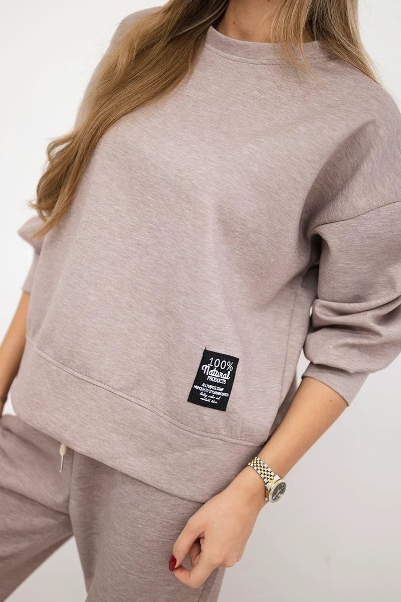 Set sweatshirt + pants 7238 / – Melange || Beige цвет / color | Lexline Fashion