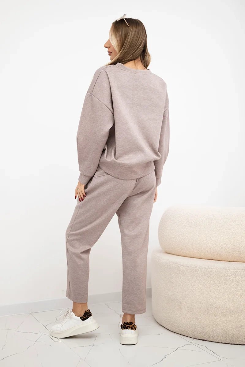 Set sweatshirt + pants 7238 / – Melange || Beige цвет / color | Lexline Fashion