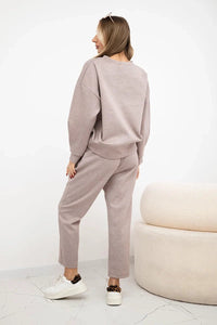 Set sweatshirt + pants 7238 / – Melange || Beige цвет / color | Lexline Fashion