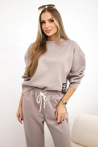 Set sweatshirt + pants 7238 / – Melange || Beige цвет / color | Lexline Fashion
