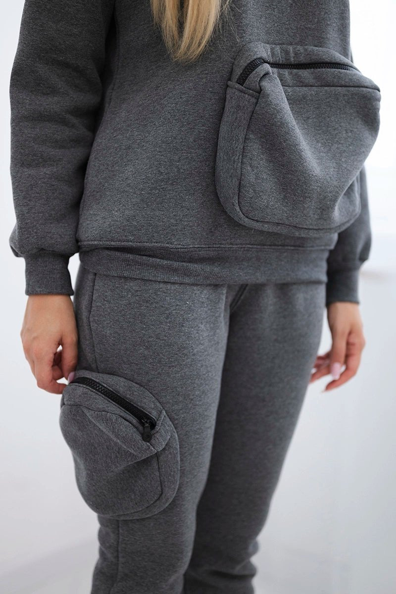 Set with a decorative pocket 9324 / – Graphite || Melange цвет / color | Lexline Fashion
