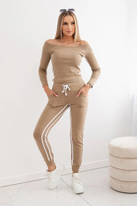 Set with a double stripe 8958 / – Camel цвет / color | Lexline Fashion