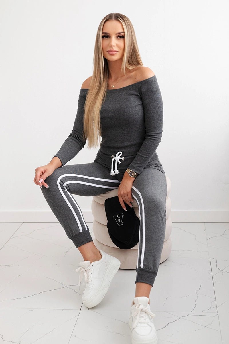 Set with a double stripe 8958 / – Graphite цвет / color | Lexline Fashion