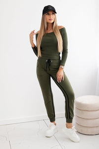 Set with a double stripe 8958 / – Khaki цвет / color | Lexline Fashion
