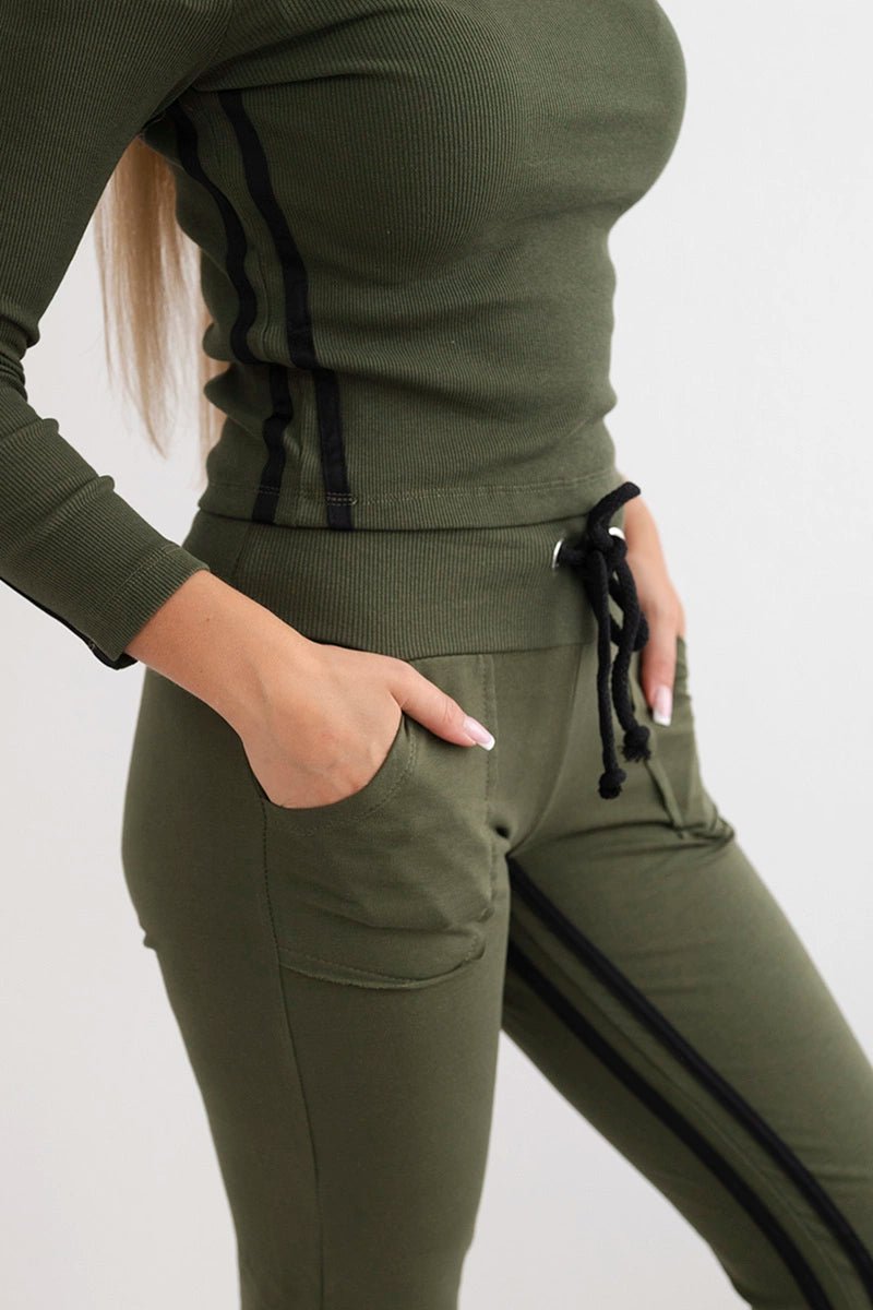 Set with a double stripe 8958 / – Khaki цвет / color | Lexline Fashion