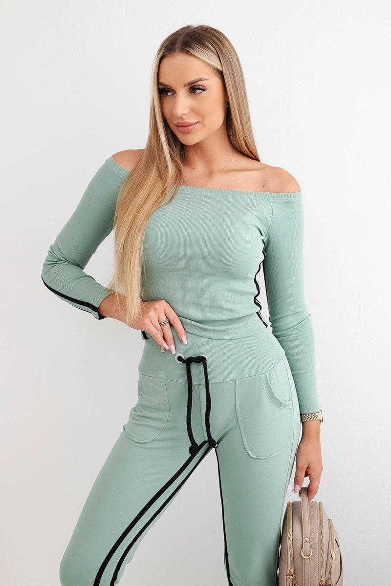 Set with a double stripe 8958 / – Mint || Dark цвет / color | Lexline Fashion