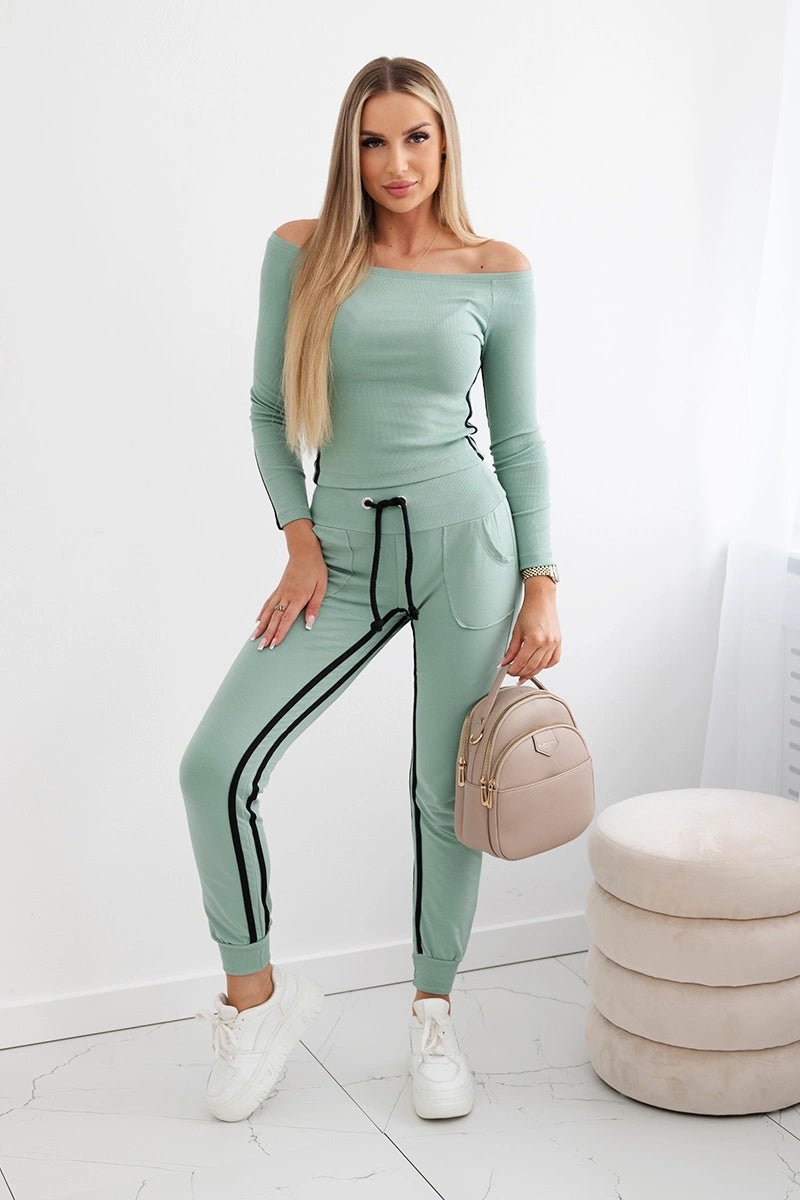 Set with a double stripe 8958 / – Mint || Dark цвет / color | Lexline Fashion