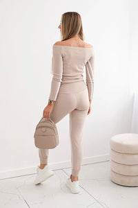 Set with a double stripe 8958 / – White || Beige цвет / color | Lexline Fashion