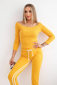 Set with a double stripe 8958 / – White || Mustard цвет / color | Lexline Fashion