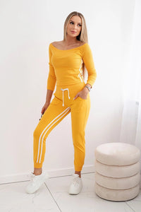 Set with a double stripe 8958 / – White || Mustard цвет / color | Lexline Fashion