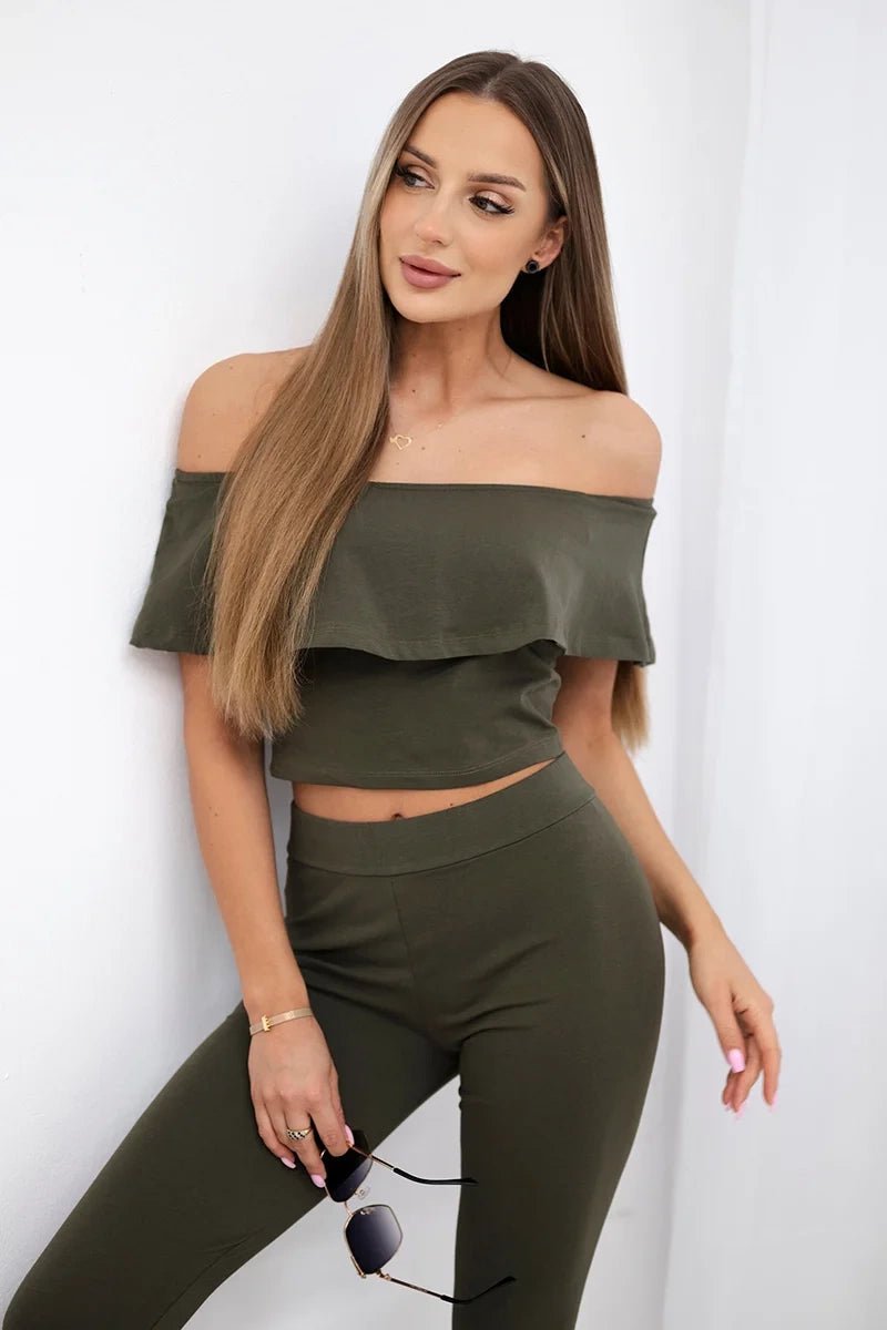 Set with a frill 8885 / – Khaki цвет / color | Lexline Fashion