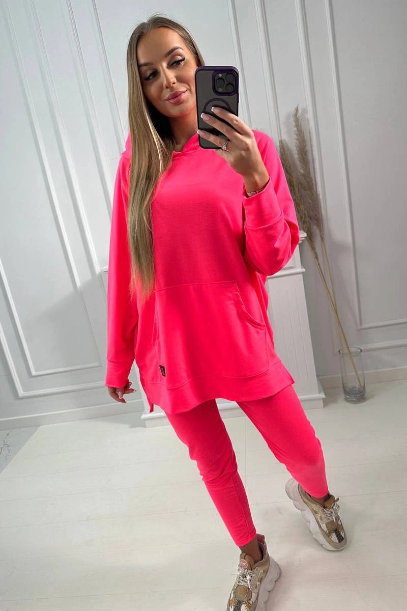 Set with a hoodie 9402 / – Neon pink цвет / color | Lexline Fashion