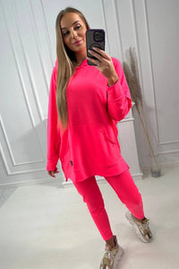 Set with a hoodie 9402 / – Neon pink цвет / color | Lexline Fashion