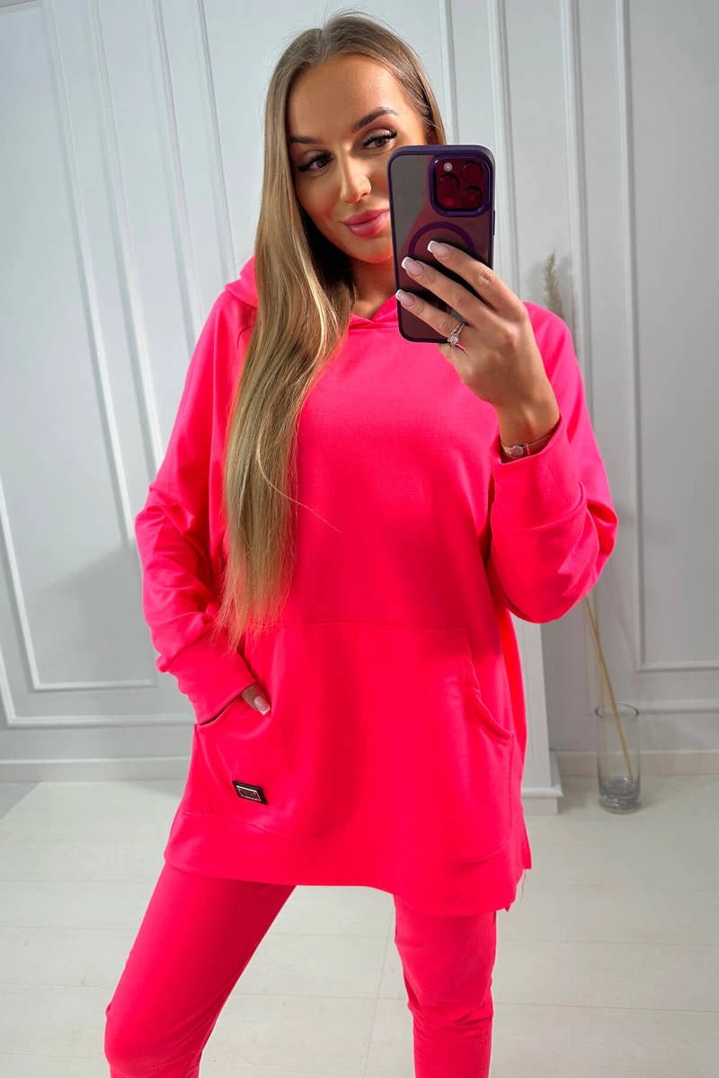 Set with a hoodie 9402 / – Neon pink цвет / color | Lexline Fashion