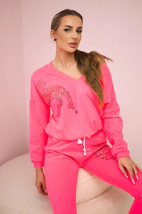Set with a print 9131 / – Neon pink цвет / color | Lexline Fashion