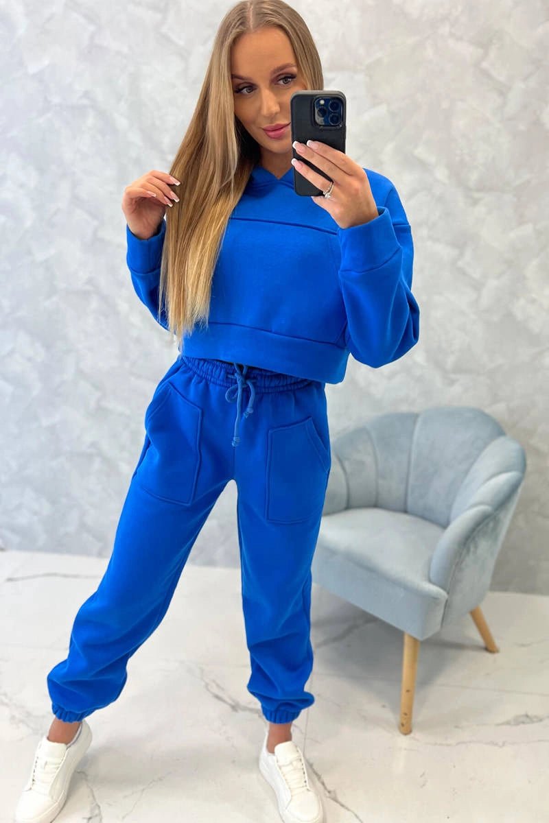 Set with a short sweatshirt 9392 / – Blue cornflower цвет / color | Lexline Fashion