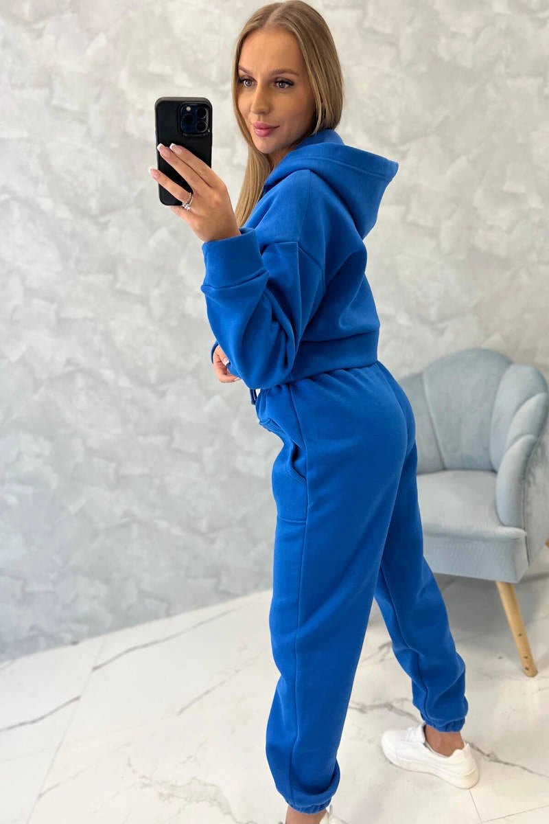 Set with a short sweatshirt 9392 / – Blue cornflower цвет / color | Lexline Fashion