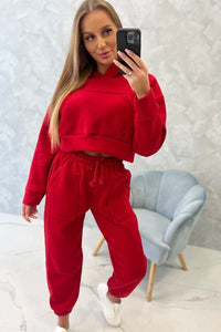 Set with a short sweatshirt 9392 / – Red цвет / color | Lexline Fashion