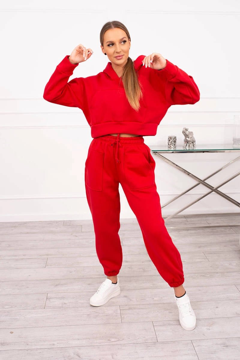 Set with a short sweatshirt 9392 / – Red цвет / color | Lexline Fashion