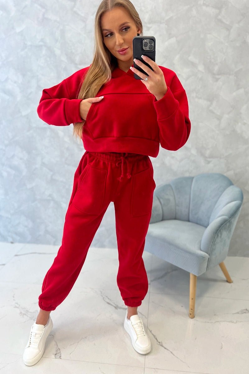Set with a short sweatshirt 9392 / – Red цвет / color | Lexline Fashion