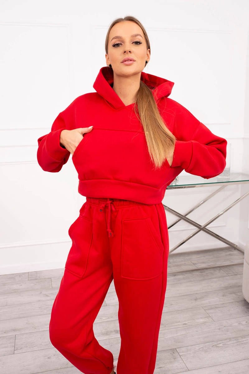 Set with a short sweatshirt 9392 / – Red цвет / color | Lexline Fashion