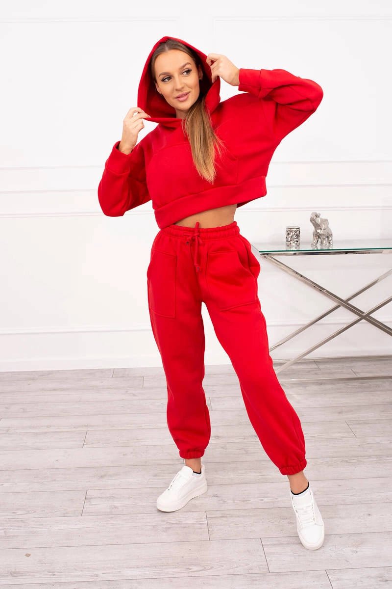 Set with a short sweatshirt 9392 / – Red цвет / color | Lexline Fashion