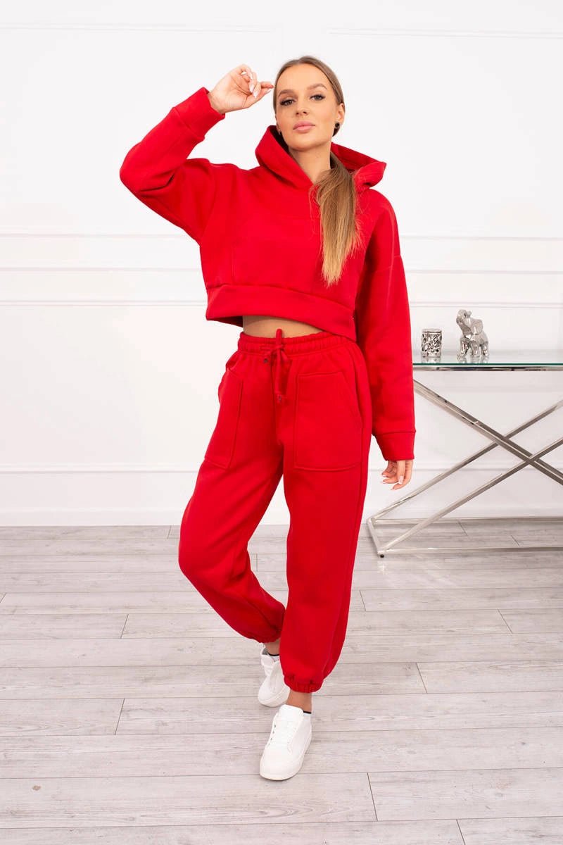 Set with a short sweatshirt 9392 / – Red цвет / color | Lexline Fashion