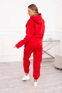 Set with a short sweatshirt 9392 / – Red цвет / color | Lexline Fashion