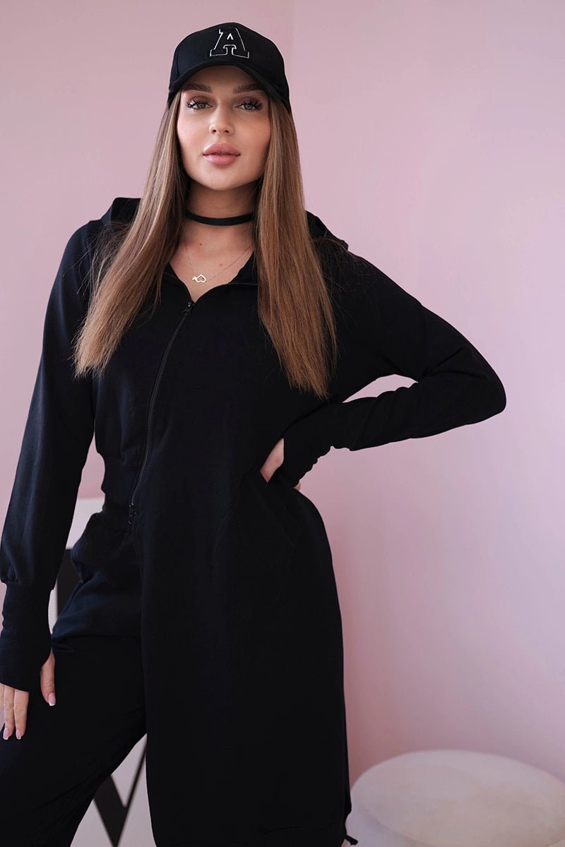 Set with a sweatshirt with a longer side 9365 / – Dark || green цвет / color | Lexline Fashion